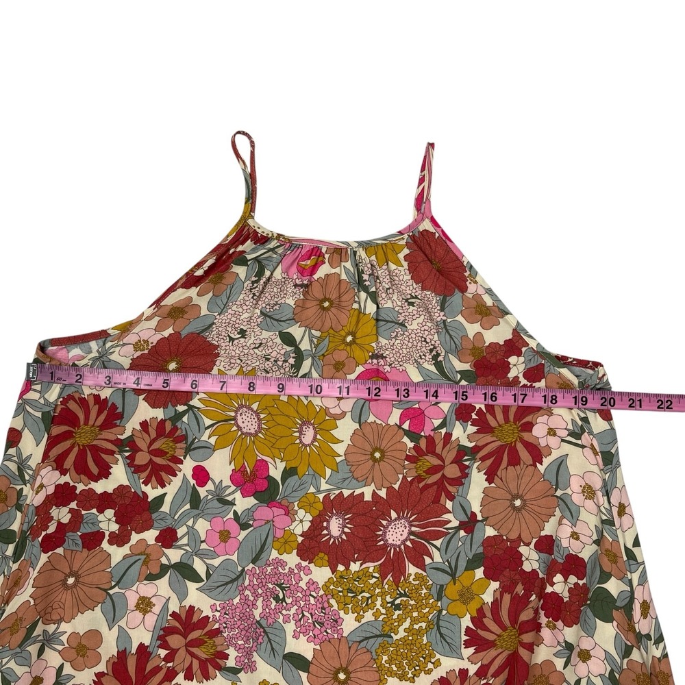Easel Women's Maxi Dress Large Floral Spaghetti Strap Sundress Retro 70s Boho - Picture 7 of 10